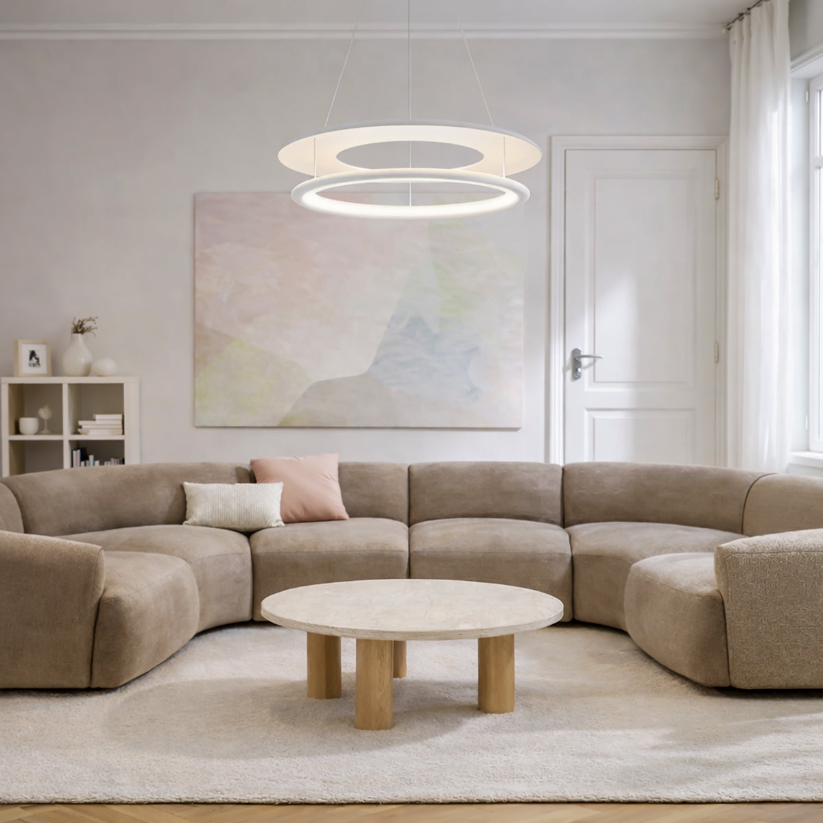 Ariva LED 800mm Pendant Light 34W Tri Colour White - ARIVA PE80-WH