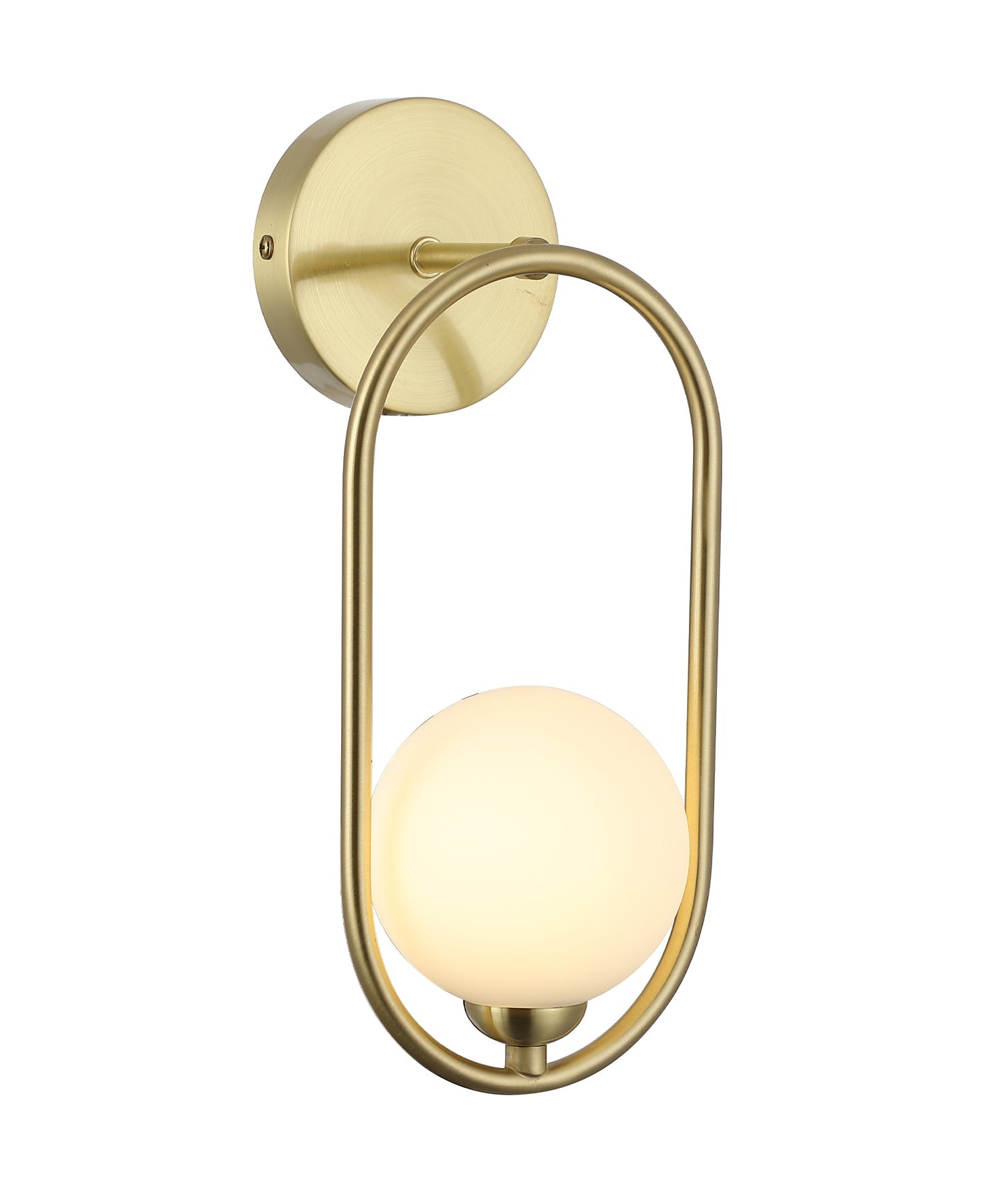 Aro Round Opal Glass Frame Wall Light Satin Gold - ARO1
