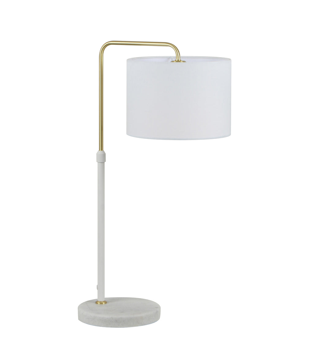 Arriba Adjustable Table Lamp Drum Shade With Marble Base White - ARRIBA-T2