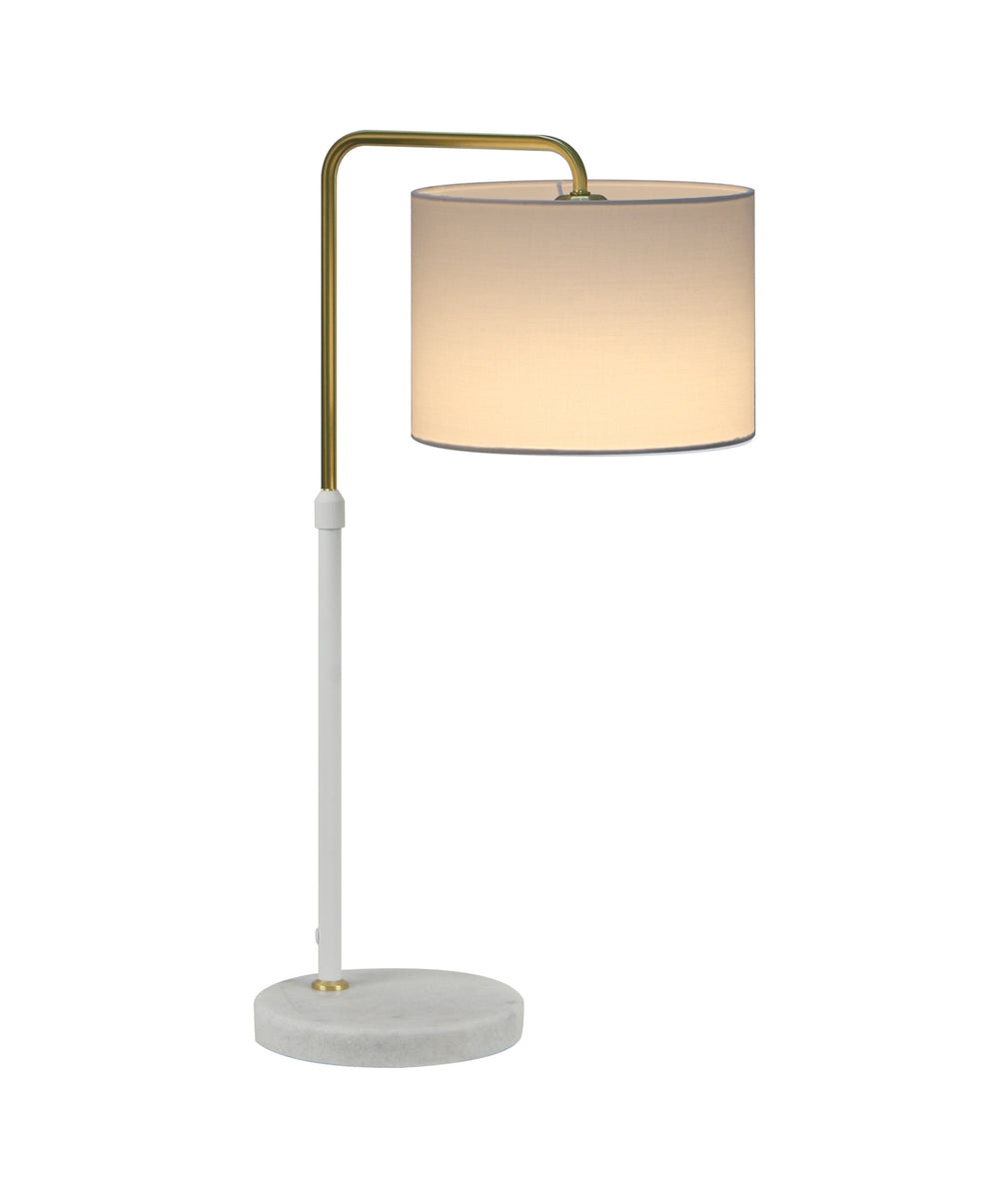 Arriba Adjustable Table Lamp Drum Shade With Marble Base White - ARRIBA-T2
