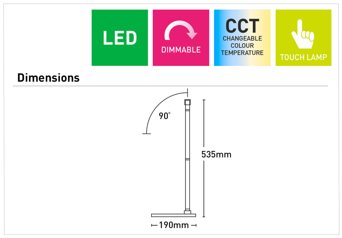 Templestowe LED Desk Lamp 12W 4CCT Black - AUL022BLK