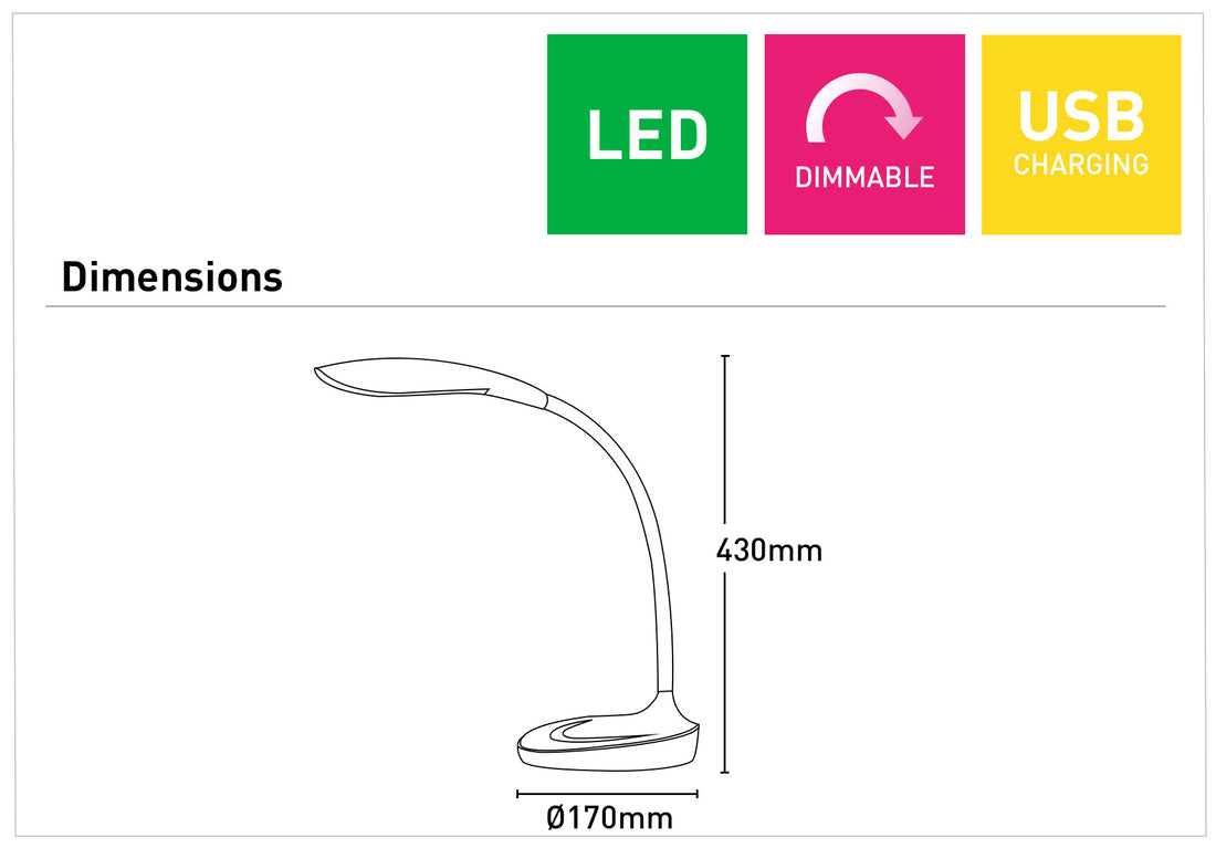Lennox LED Desk Lamp White - AUL1073WHT