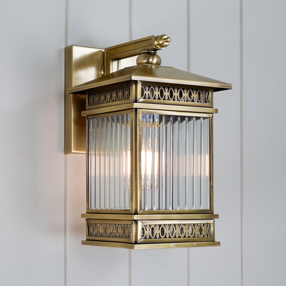 Buy Outdoor Wall Lanterns Australia Avera 1 Light Wall Light Outdoor IP44 150mm Antique Brass - AVERA EX15-BRS