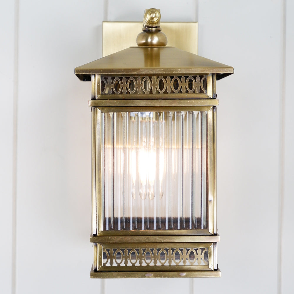 Buy Outdoor Wall Lanterns Australia Avera 1 Light Wall Light Outdoor IP44 150mm Antique Brass - AVERA EX15-BRS