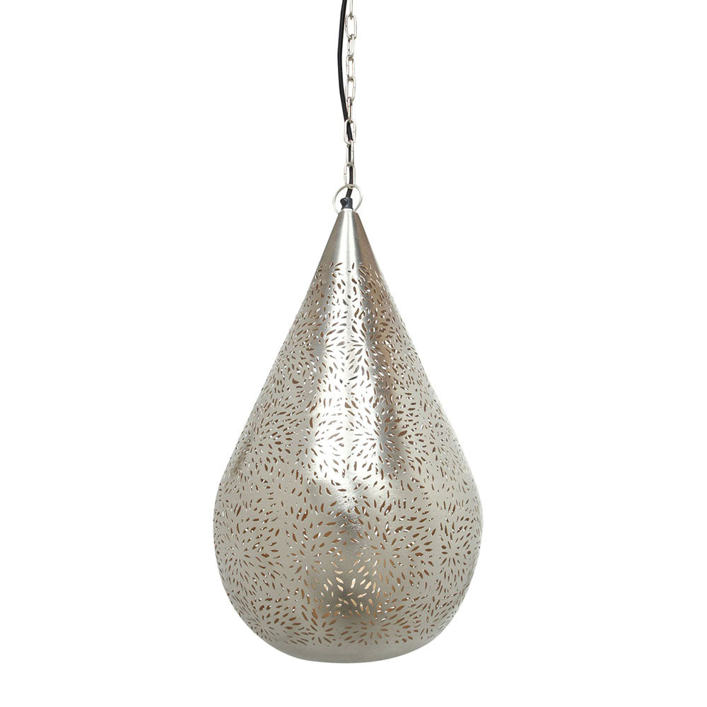 Buy Pendant Lights Australia Aquarius Medium 1 Light Perforated Teardrop Pendant Nickel - ZAF10226NI