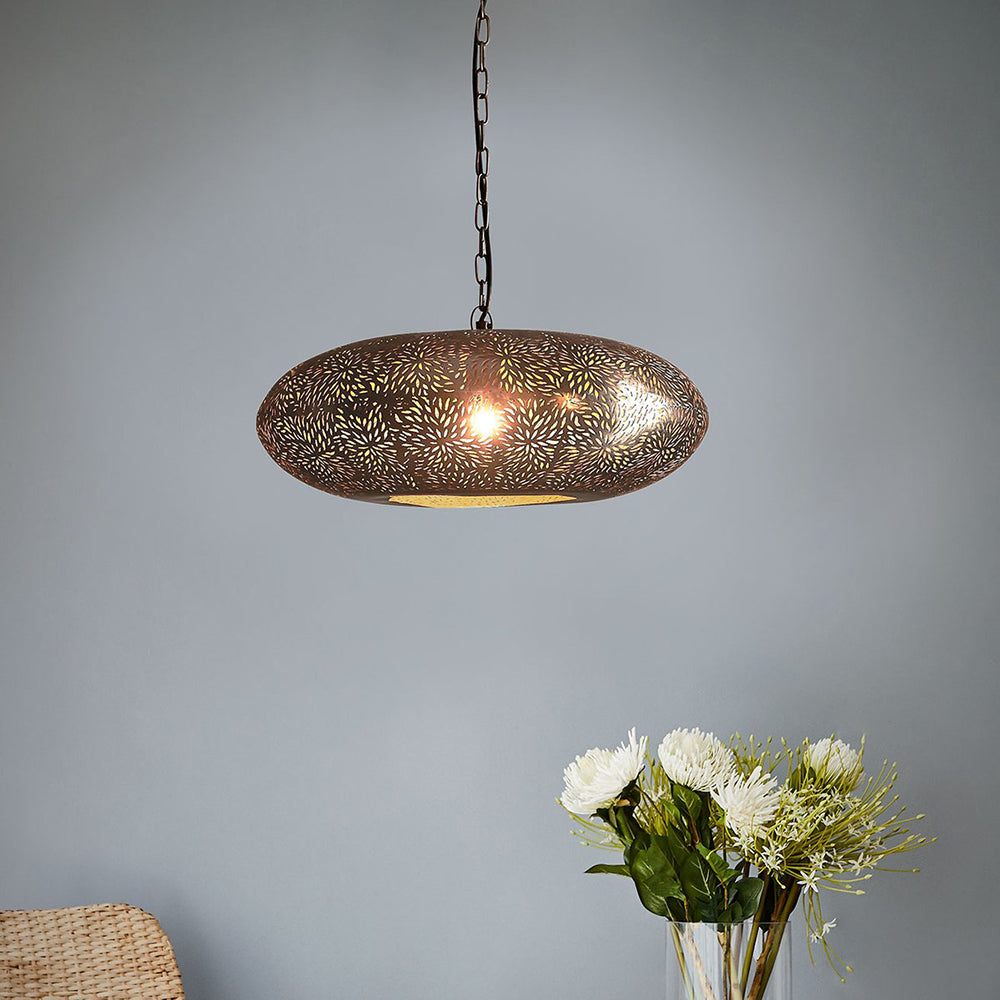 Zetland 1 Light Iron Dish Pendant Large Black - ZAF10252BK