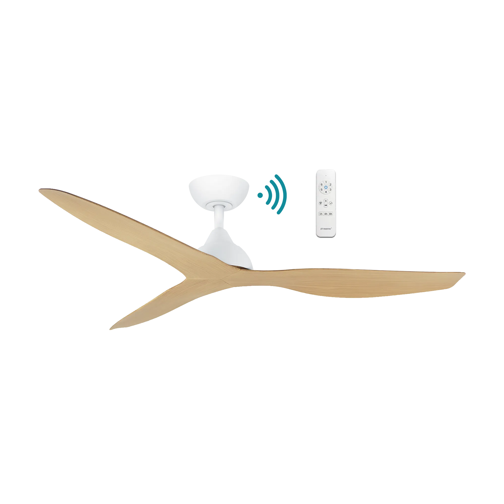 Avoca DC Ceiling Fan 52" 3 Blade Matt White & Oak With WIFI Remote - MADC133WOR