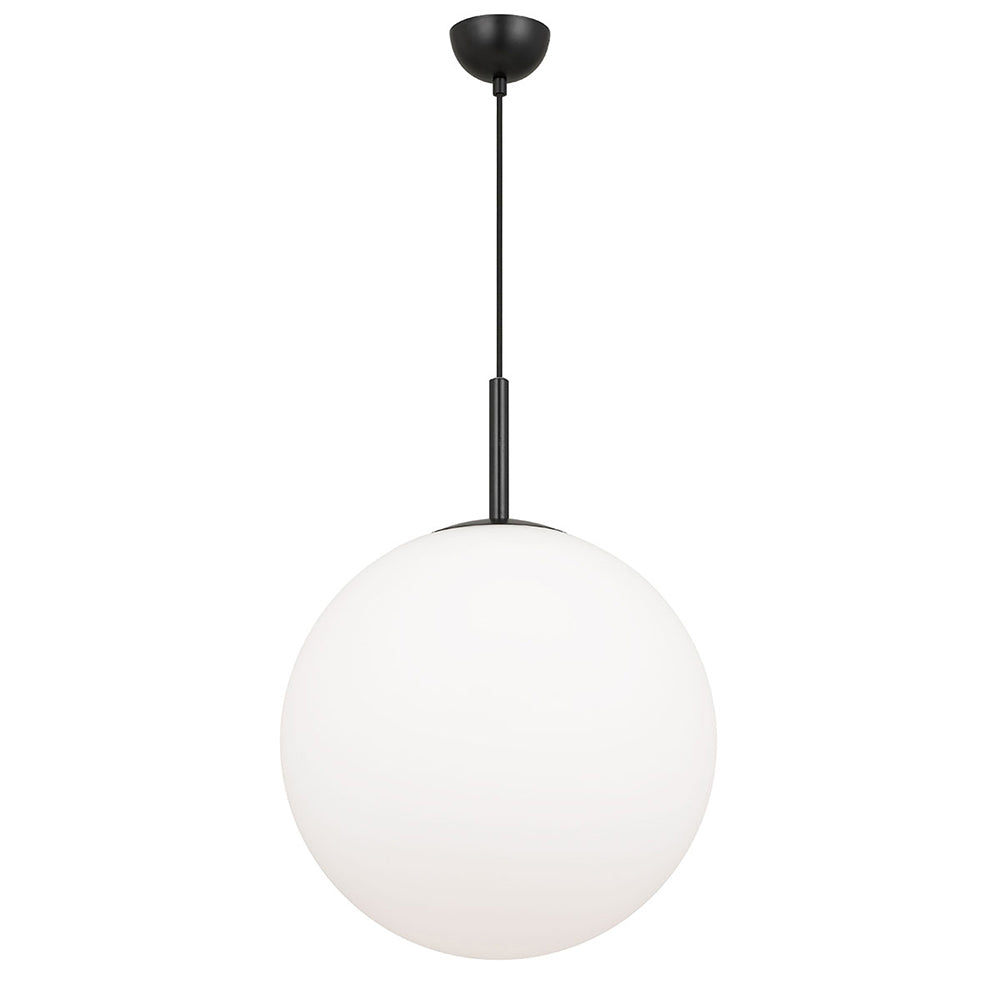 Bally 1 Light Pendant 400mm Black, Opal Matt - BALLY PE16-BKOM