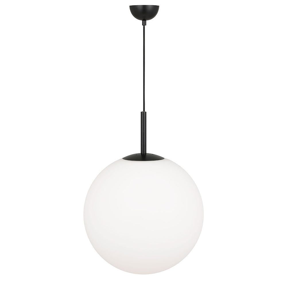 Bally 1 Light Pendant 400mm Black, Opal Matt - BALLY PE16-BKOM