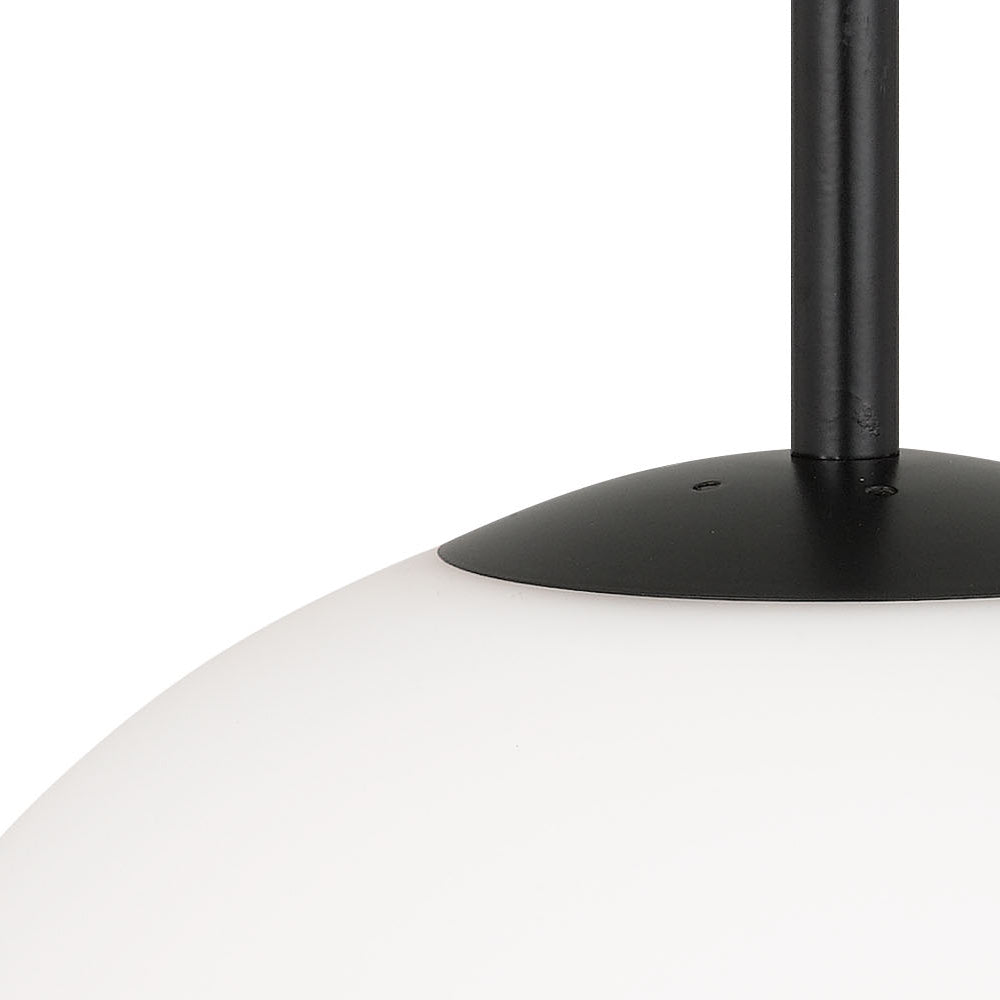 Bally 1 Light Pendant 400mm Black, Opal Matt - BALLY PE16-BKOM