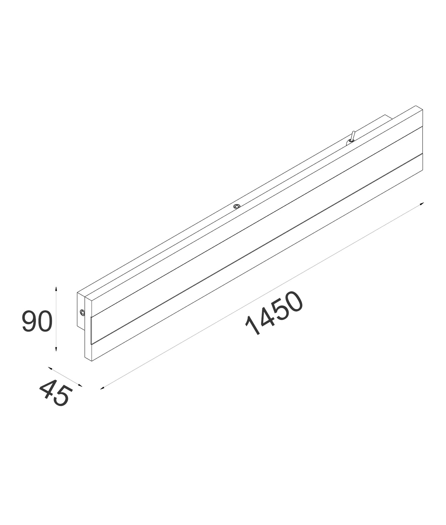 Banda LED 1450mm Rectangular Wall Light Aluminium Black 48W 3CCT - BANDA4