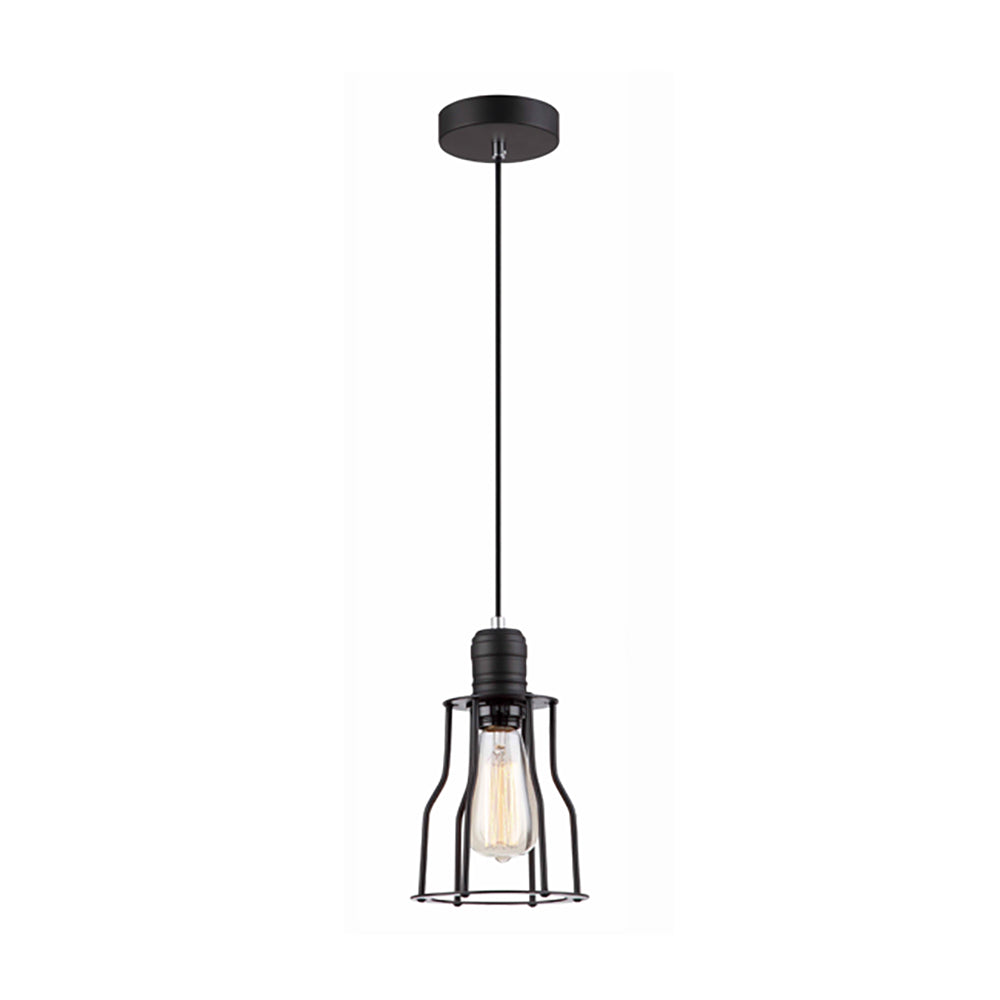 Blackband 1 Light Black Iron Angled Cage Pendant - BLACKBAND2