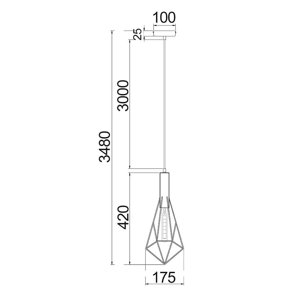 Buy Pendant Lights Australia Blackband 1 Light Black Small Diamond Cage Pendant - BLACKBAND5