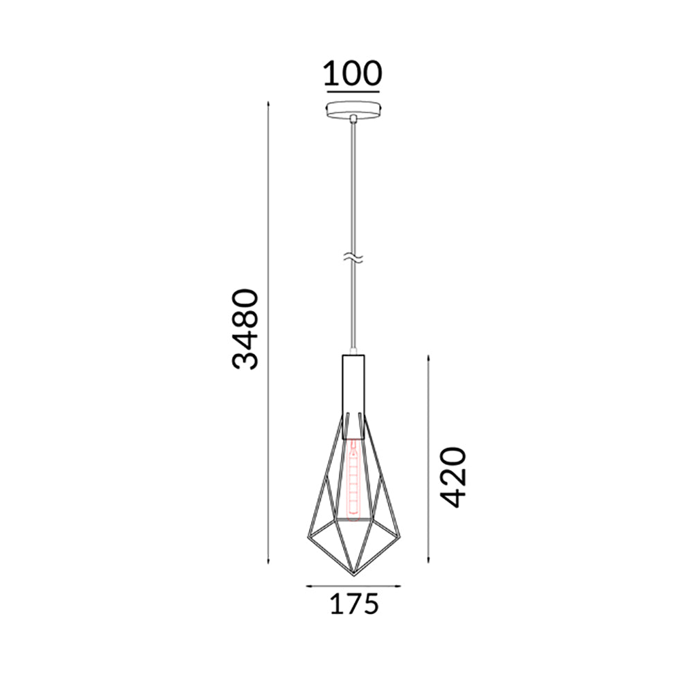 Buy Pendant Lights Australia WHITEBAND White Iron Cage 1 Light Diamond Cage Pendant - WHITEBAND5