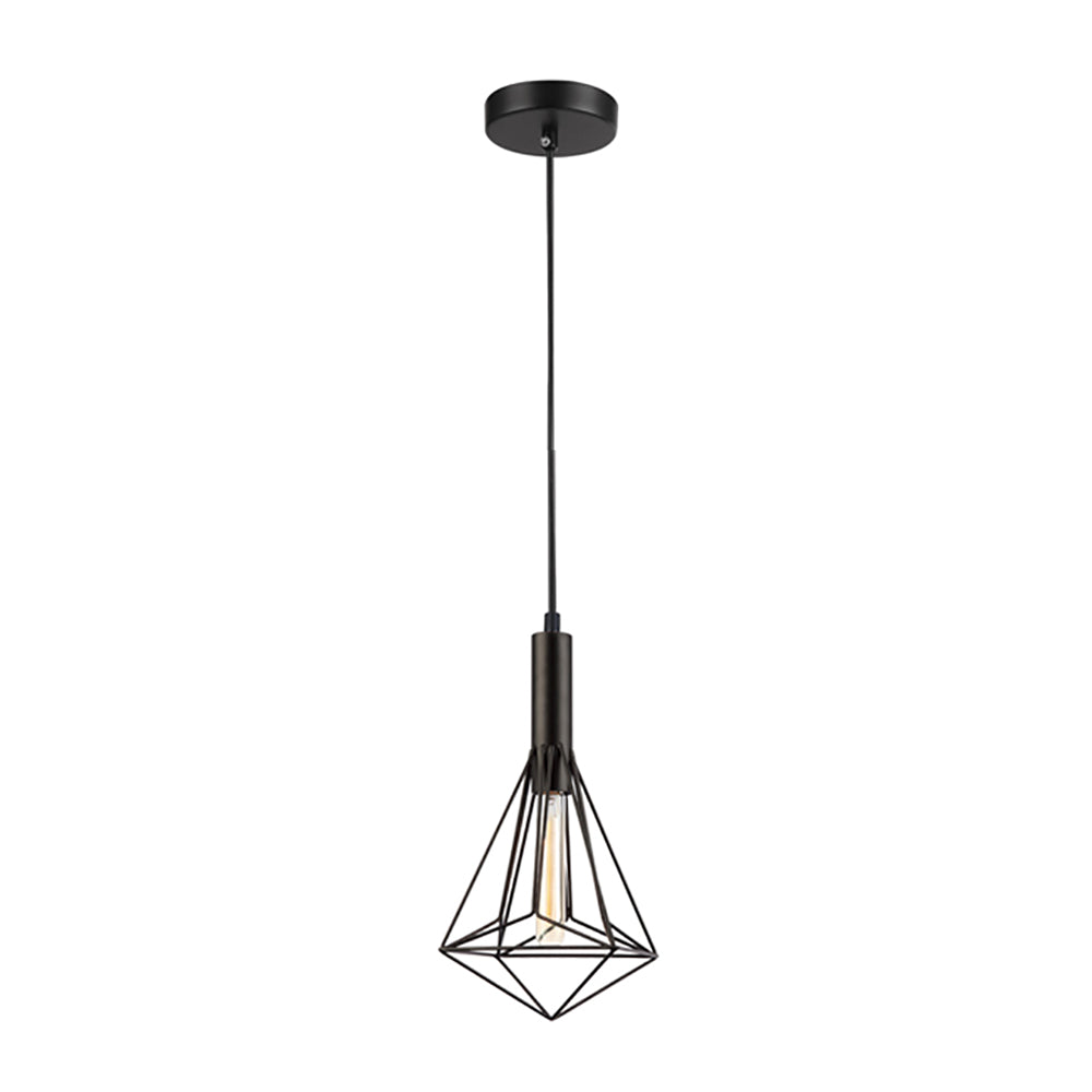Buy Pendant Lights Australia Blackband 1 Light Black Large Diamond Cage Pendant - BLACKBAND6
