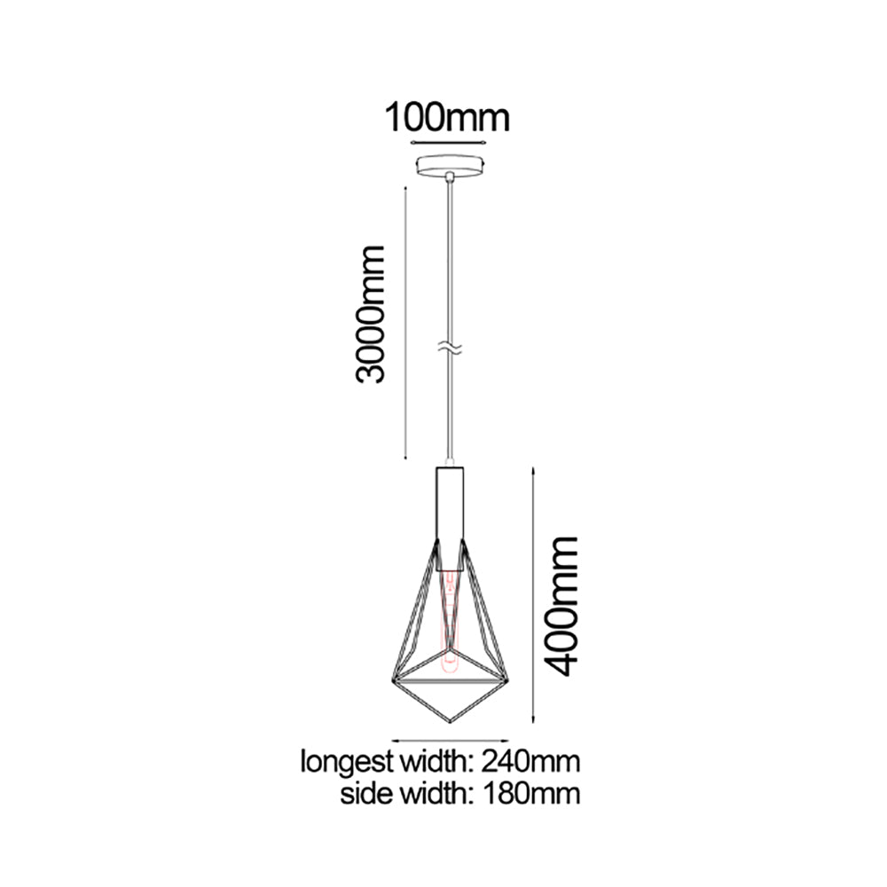 Buy Pendant Lights Australia WHITEBAND White Iron Cage 1 Light Angled Cage Pendant - WHITEBAND6