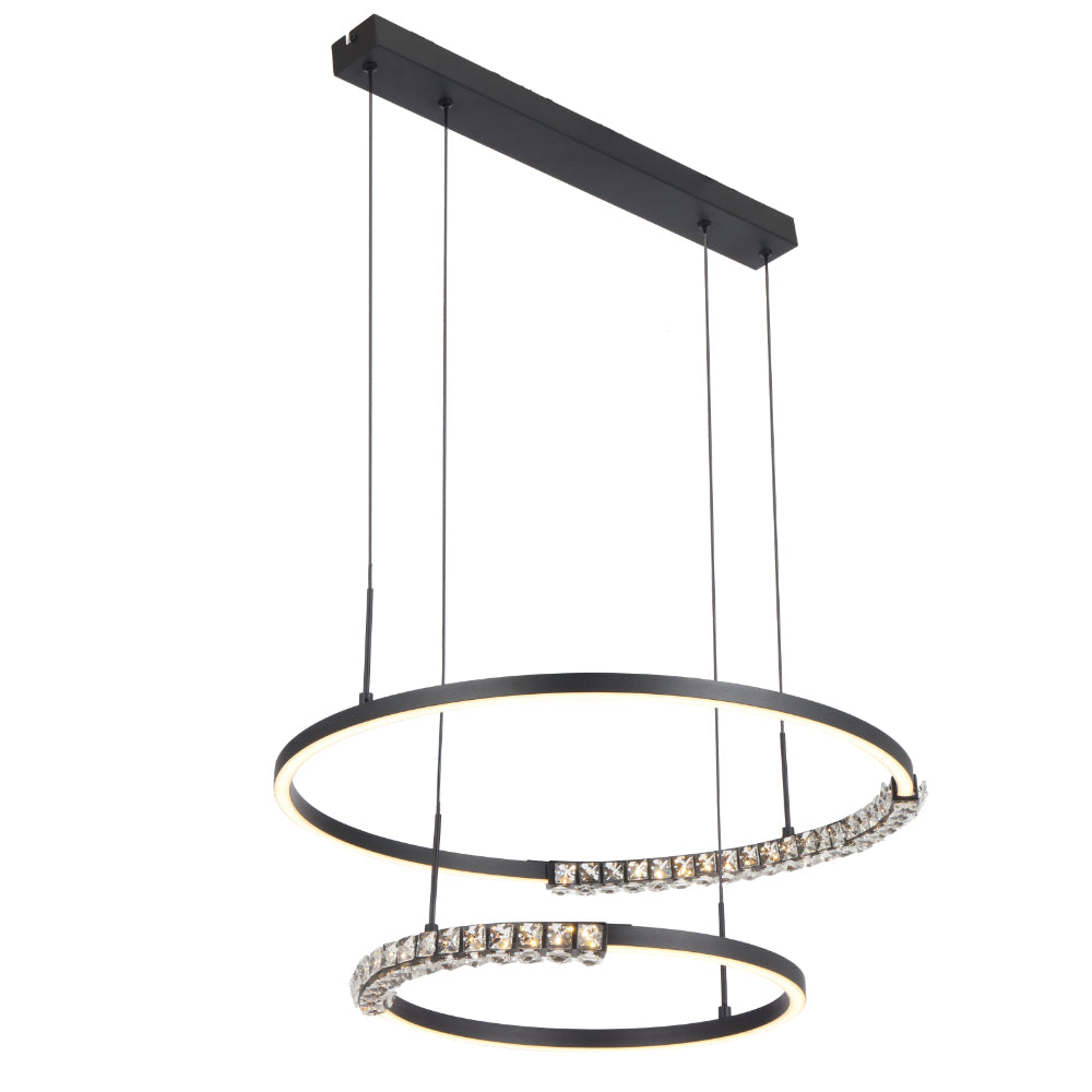 Brera LED 2 Tier Pendent Light 40W Tri Colour Black - BRERA PE2T-BK