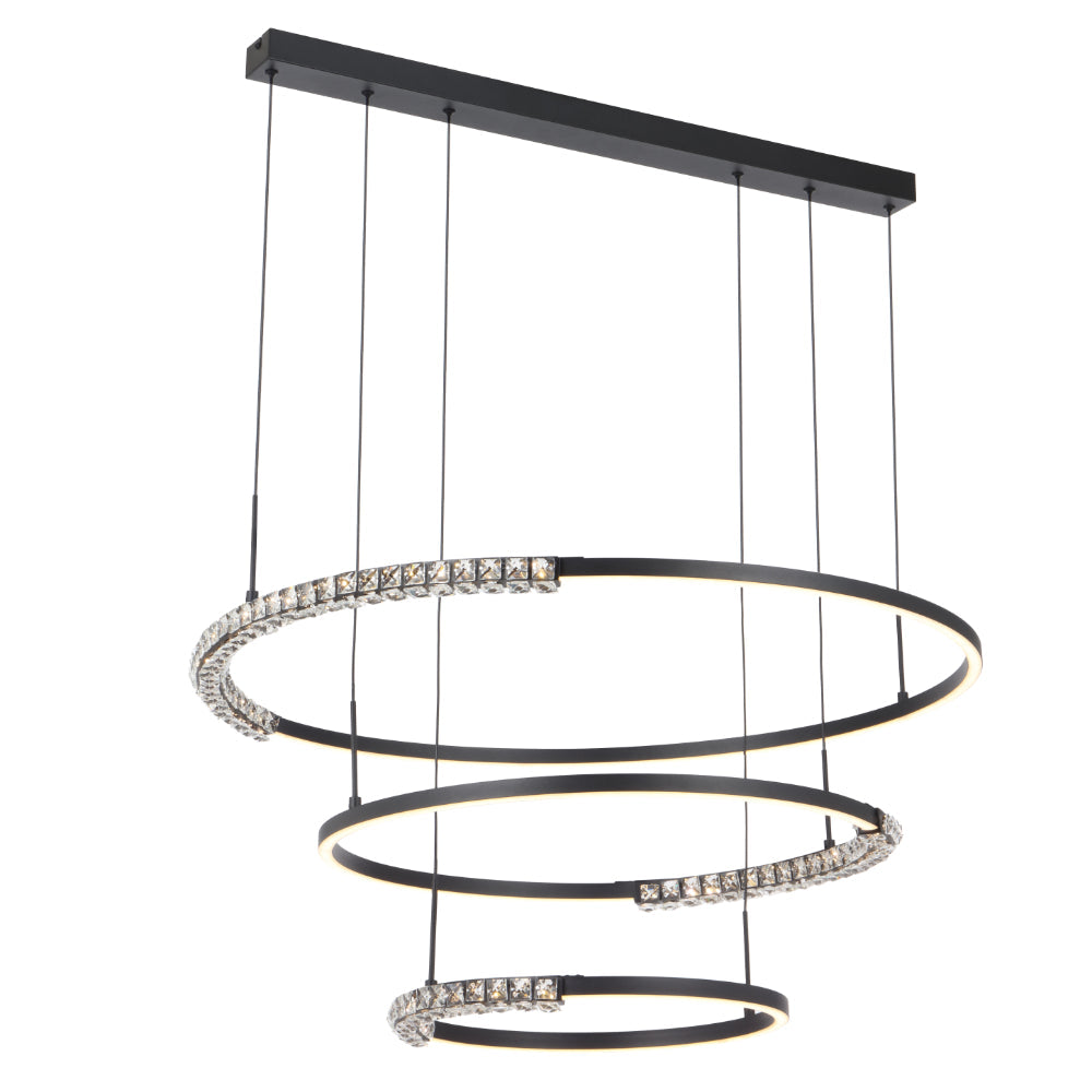 Brera LED 3 Tier Pendent Light 80W Tri Colour Black - BRERA PE3T-BK