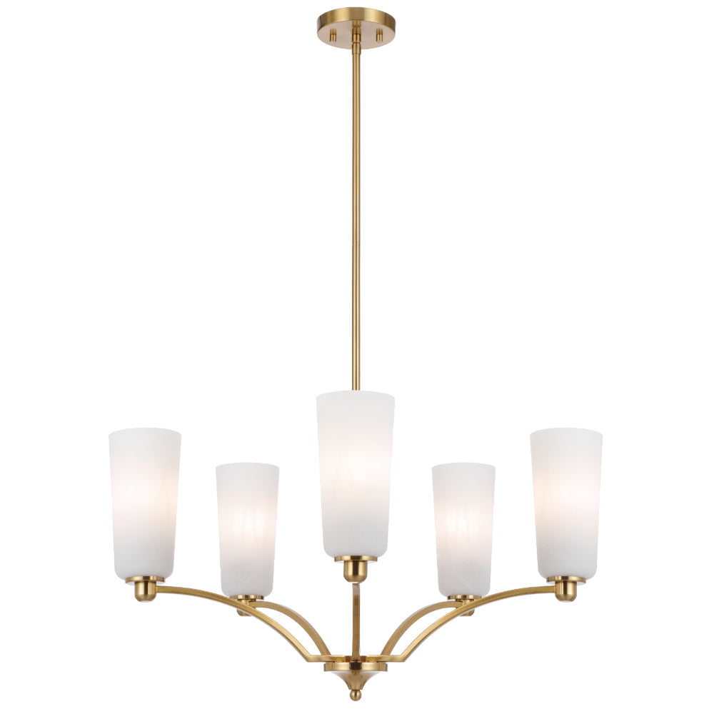 Brevan 5 Light Pendant Light Antique Gold & Alabastro - BREVAN PE5-AGMB