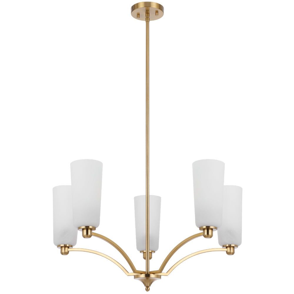 Brevan 5 Light Pendant Light Antique Gold & Alabastro - BREVAN PE5-AGMB