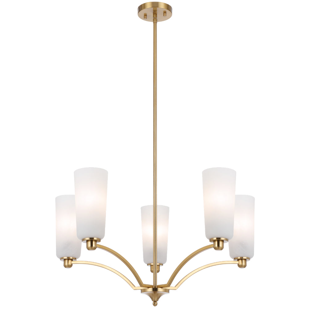 Brevan 5 Light Pendant Light Antique Gold & Alabastro - BREVAN PE5-AGMB