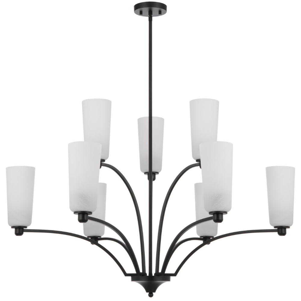 Brevan 9 Light Pendant Light Black & Alabastro - BREVAN PE9-BKMB
