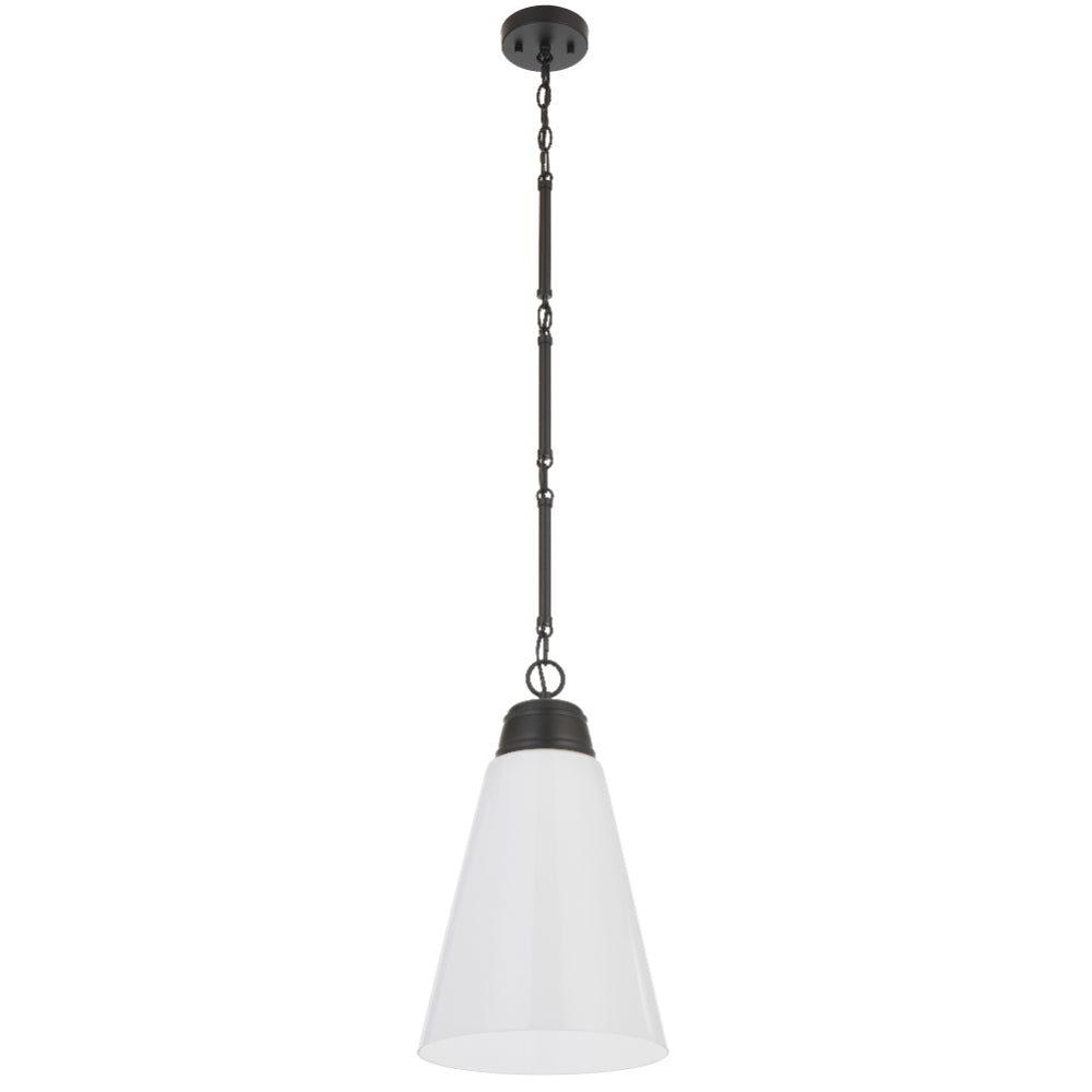 Brine 288mm Pendant Light Matt Black & Opal - BRINE PE28-BK