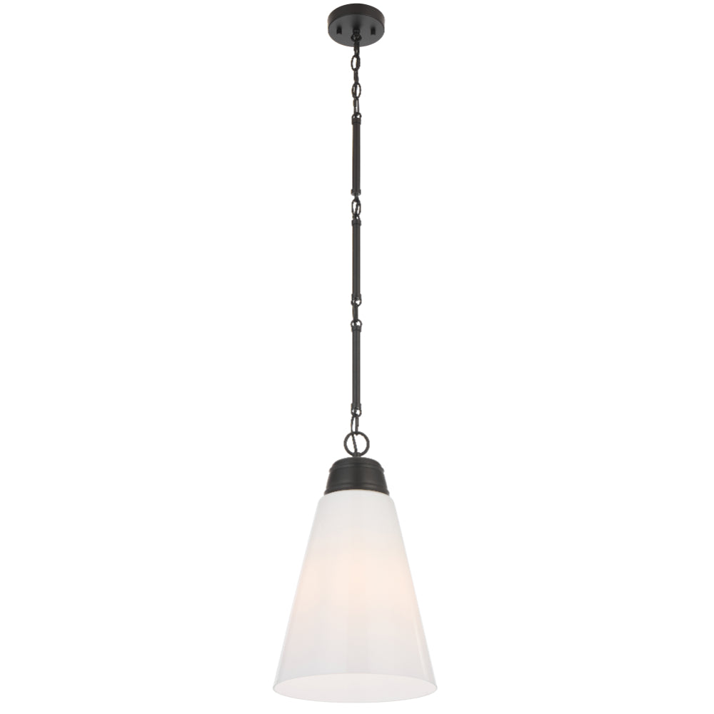 Brine 288mm Pendant Light Matt Black & Opal - BRINE PE28-BK