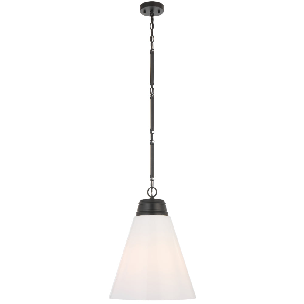 Brine 400mm Pendant Light Matt Black & Opal - BRINE PE40-BK