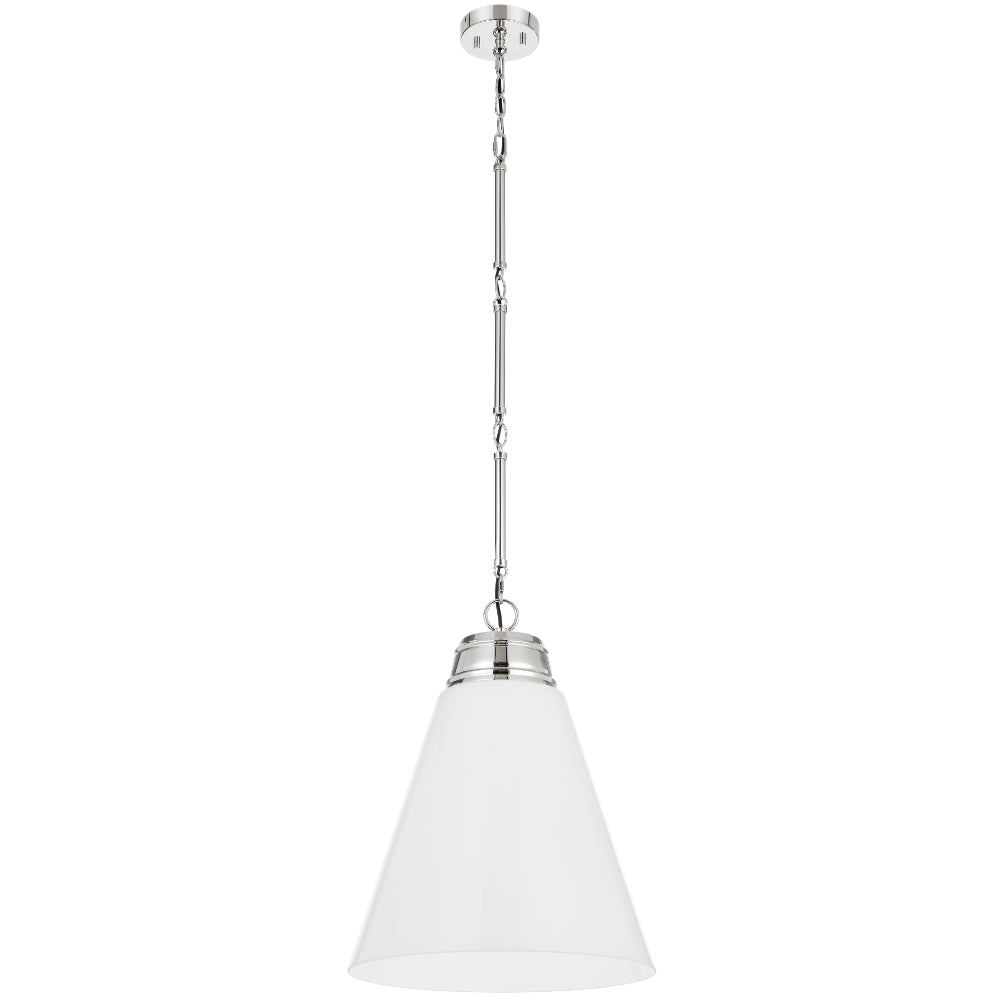 Brine 400mm Pendant Light Polished Nickel & Opal - BRINE PE40-NK