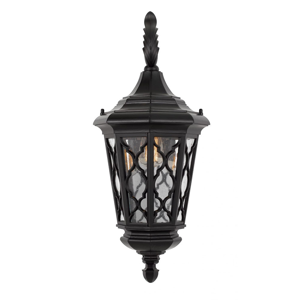 Buy Outdoor Wall Lanterns Australia Brinley 1 Light Wall Light Small IP44 Black & Bubble Glass - BRINLEY EX28-BK