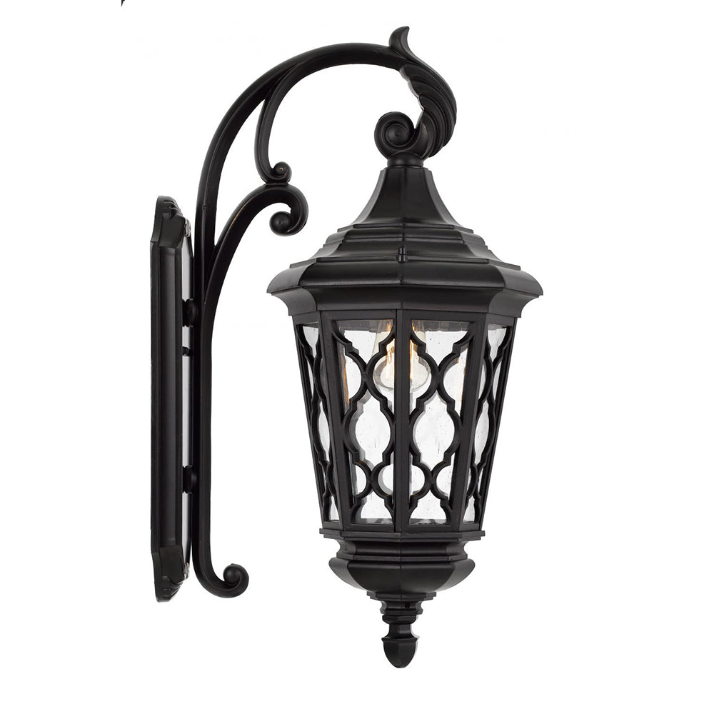 Buy Outdoor Wall Lanterns Australia Brinley 1 Light Wall Light Small IP44 Black & Bubble Glass - BRINLEY EX28-BK
