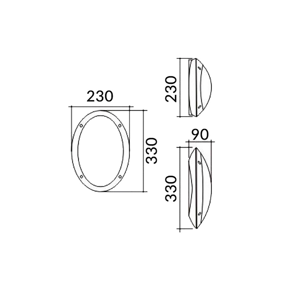 Buy LED Bunker Lights Australia LED Bulkhead Light Oval 12W Black IP66 - BULK3