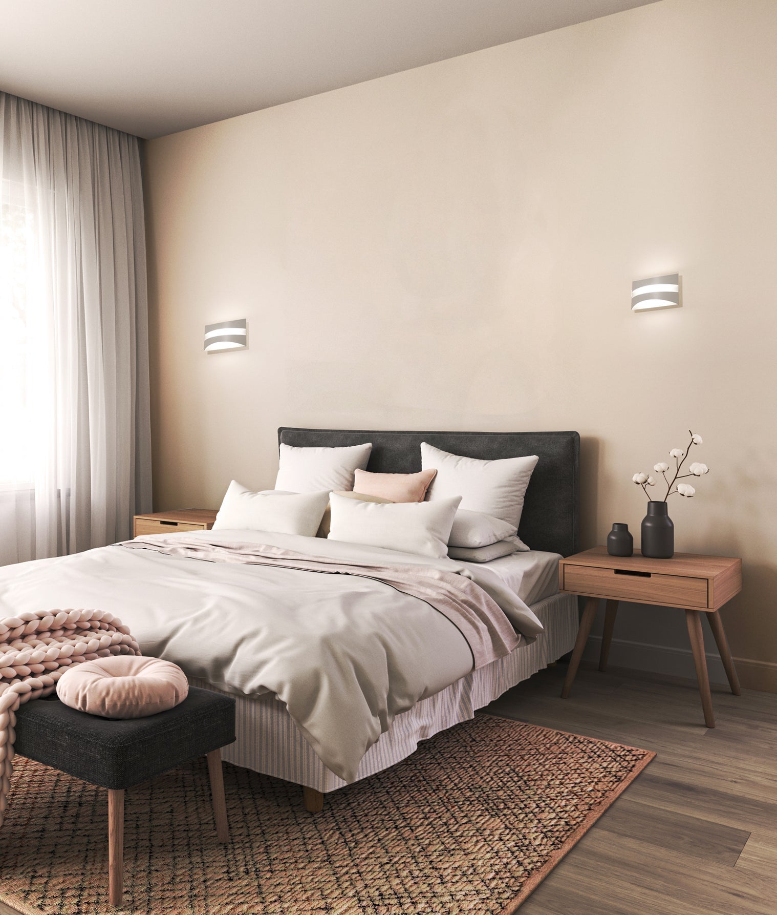 Cardiff Up & Down Wall Light White Aluminium 3CCT - CARDIFF