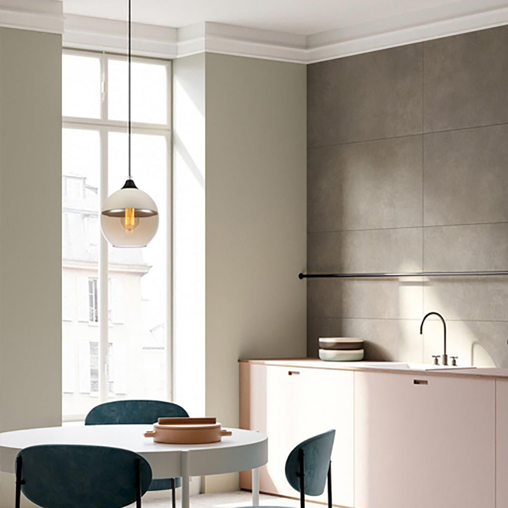 Buy Pendant Lights Australia Casa 1 Light Pendant White With Amber Wine Glass Shape Shade - CASA2