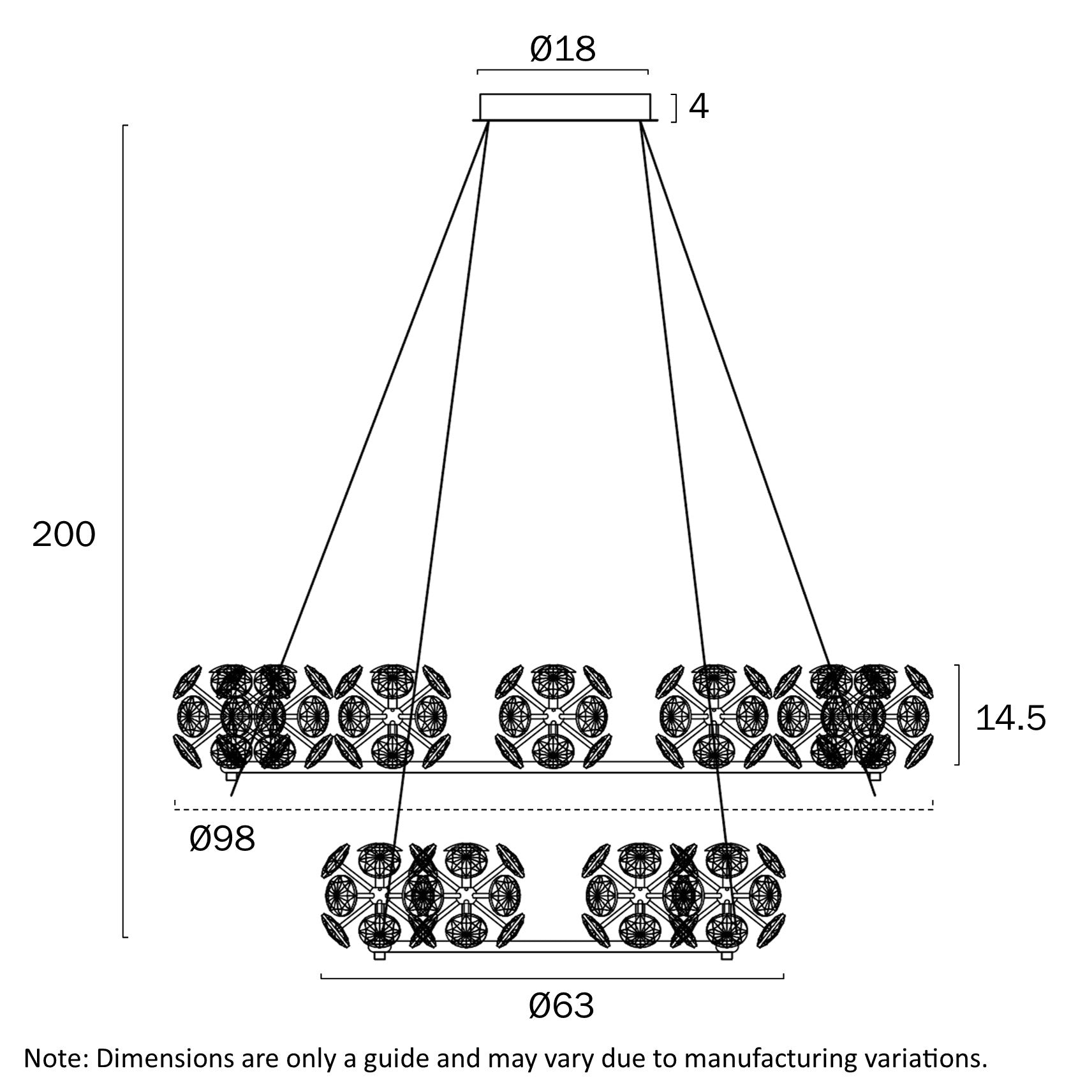 Catania 18 Light Pendant Antique Gold - CATANIA PE18-AG
