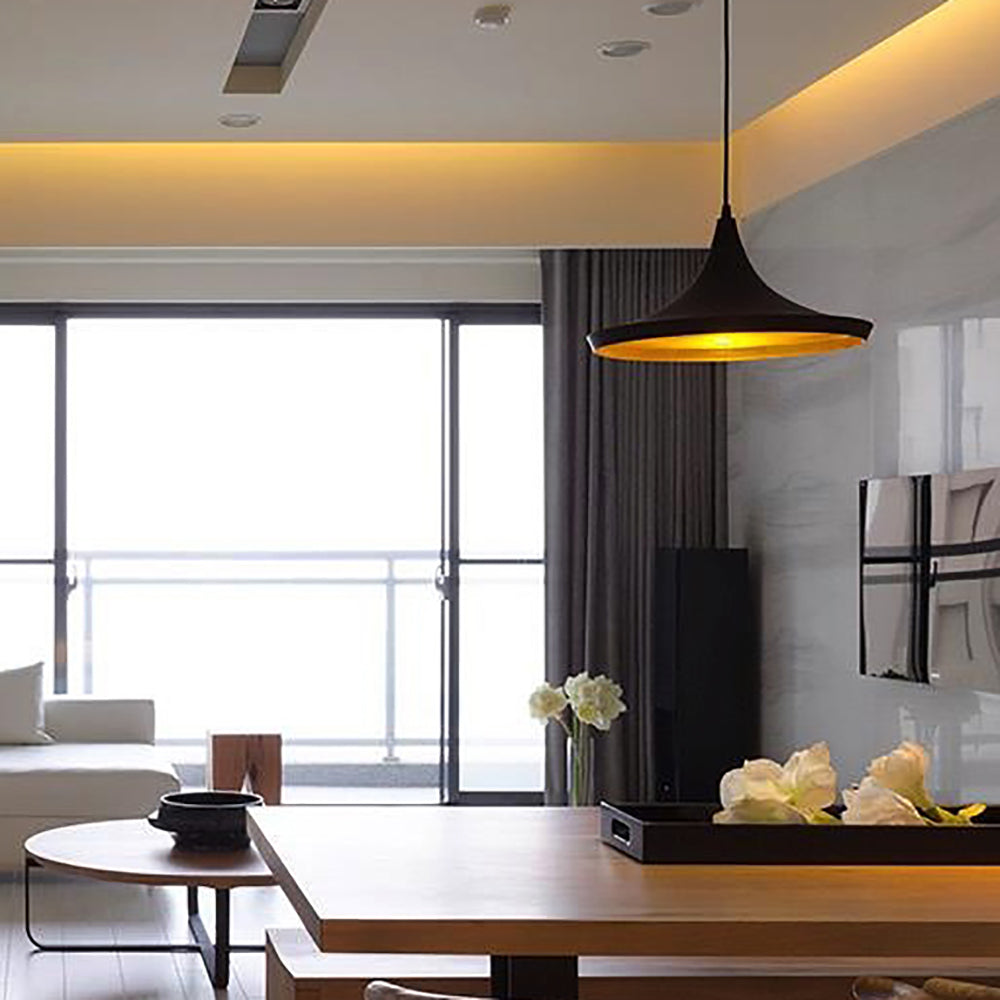 Buy Pendant Lights Australia Caviar 1 Light Pendant Black With Maxican Hat Shape Shade - CAVIAR4