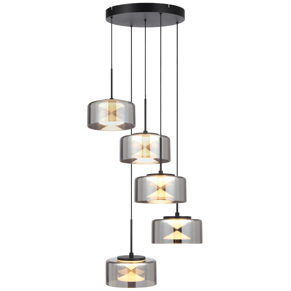 Cedro 5 Light LED Pendant 40W TRI Colour Black - CEDRO PE5-BK