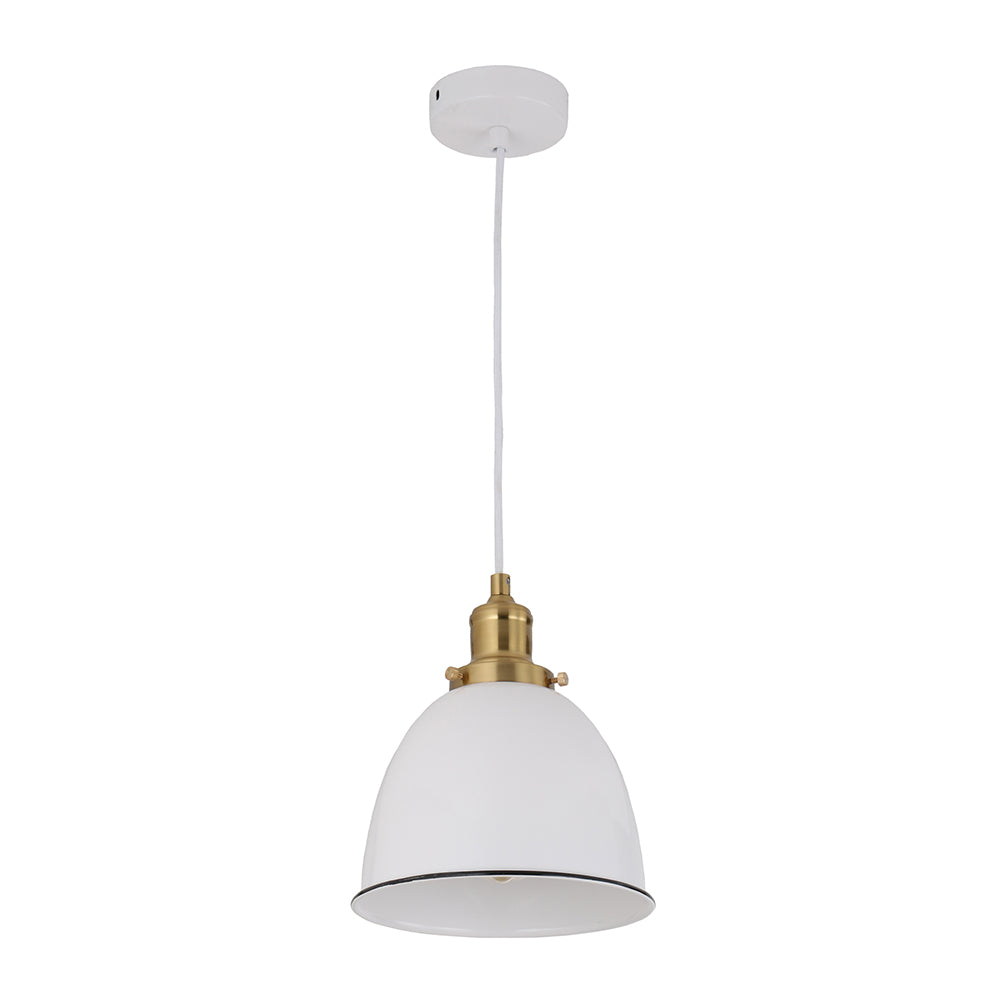 Interior White With Antique Brass 1 Light Pendant - CEREMA1