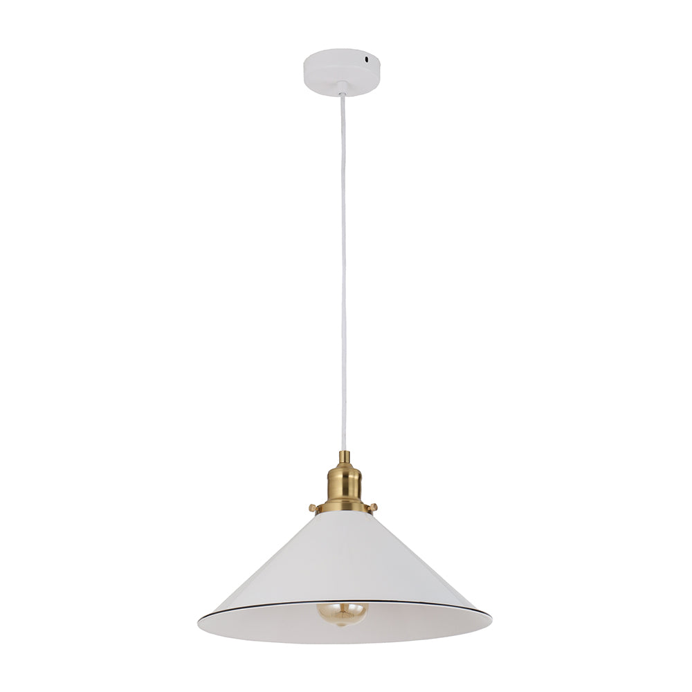 Interior White With Antique Brass 1 Light Pendant - CEREMA3