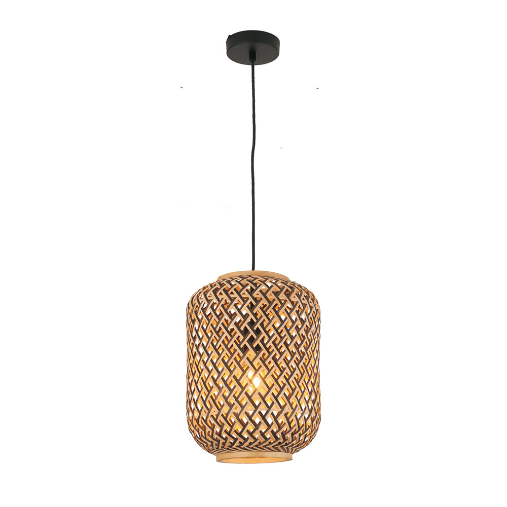 Interior Cylinder Brown/Natural Bamboo Cage 1 Light Pendant - CESTA1