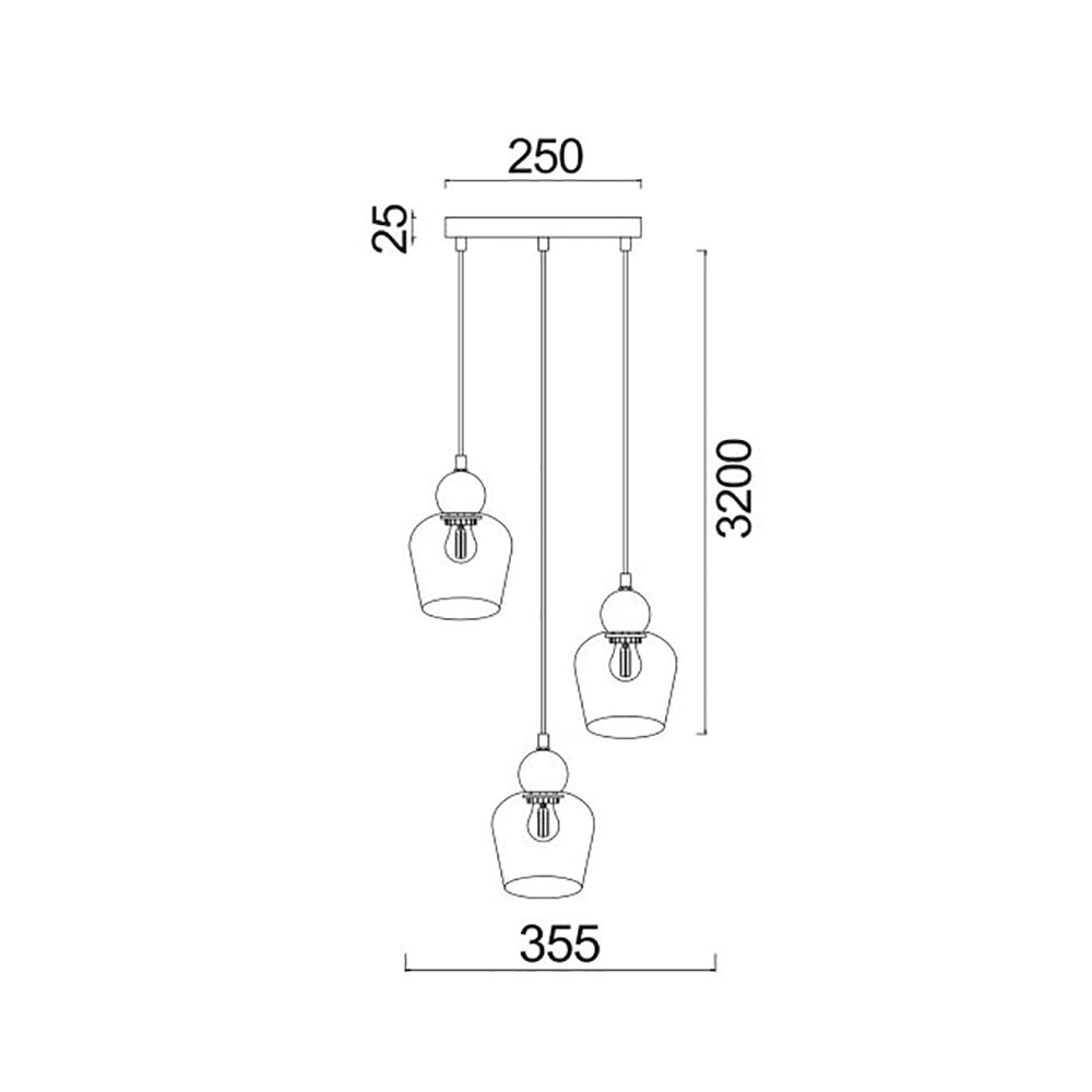 Buy Cluster Pendants Australia Interior Black Smoke Ellipse Glass Shape 3 Light Cluster Pendant - CHAMPAN2X3R