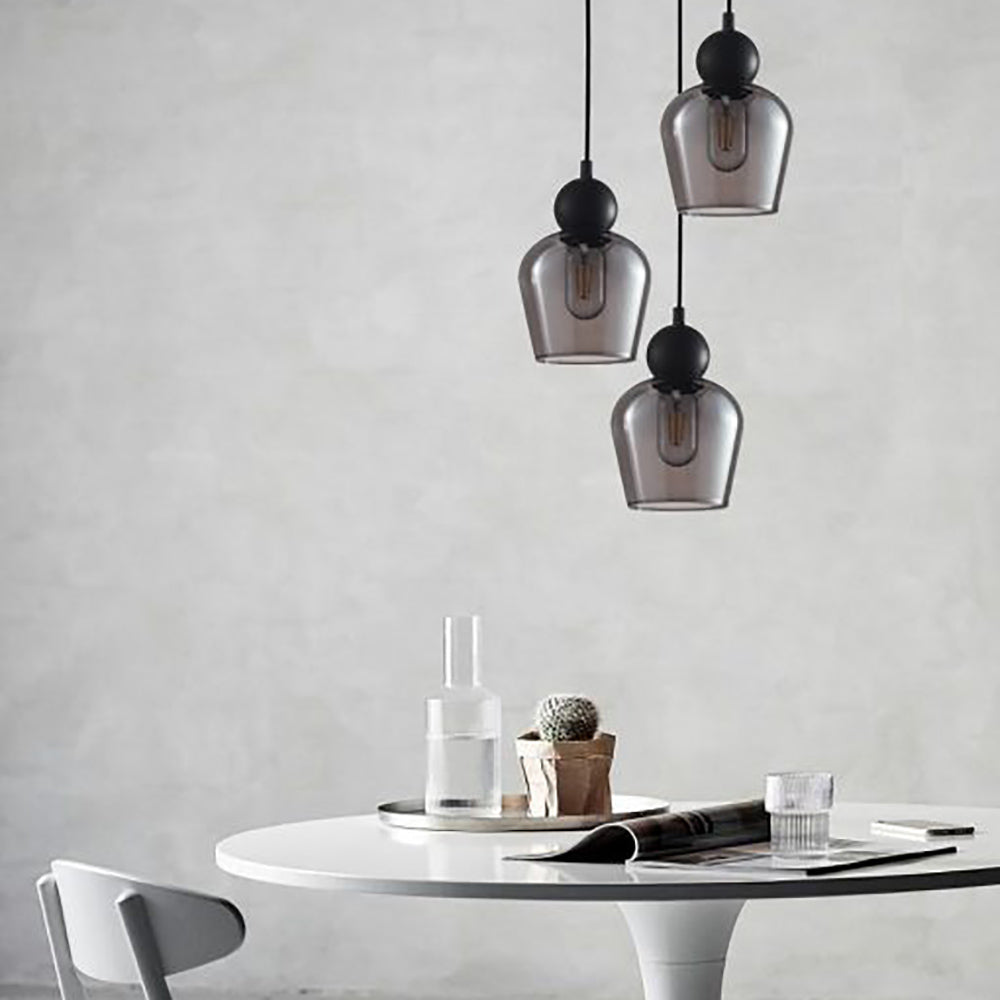 Buy Cluster Pendants Australia Interior Black Smoke Ellipse Glass Shape 3 Light Cluster Pendant - CHAMPAN2X3R