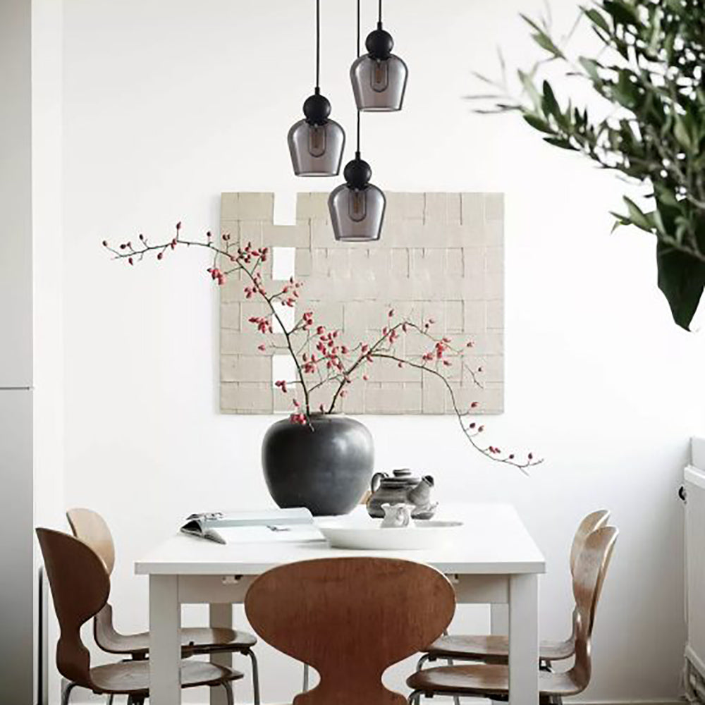 Buy Cluster Pendants Australia Interior Black Smoke Ellipse Glass Shape 3 Light Cluster Pendant - CHAMPAN2X3R