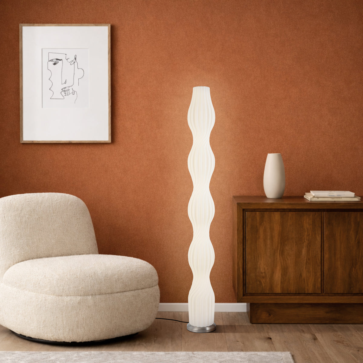 Cholla LED Floor Lamp 24W 4000K Nickel & White - CHOLLA FL-NKWH