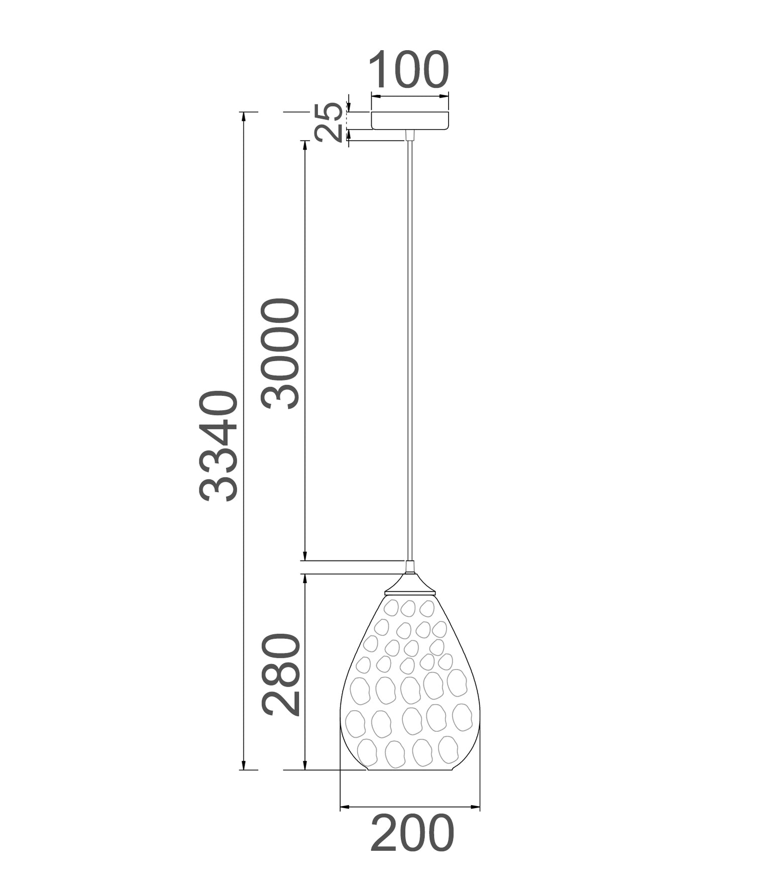 Chuva Mirror Finish Glass With Rain Drop Effect Oval Pendant Smokey Black - CHUVA4