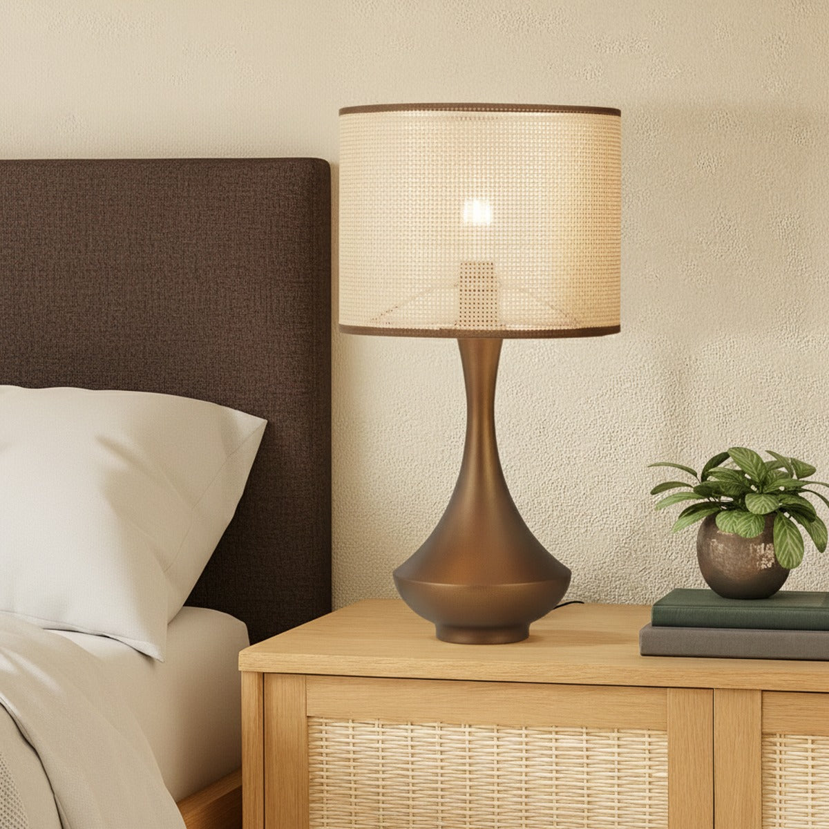 Claris Table Lamp Vintage Brass & Natural - CLARIS TL-VB