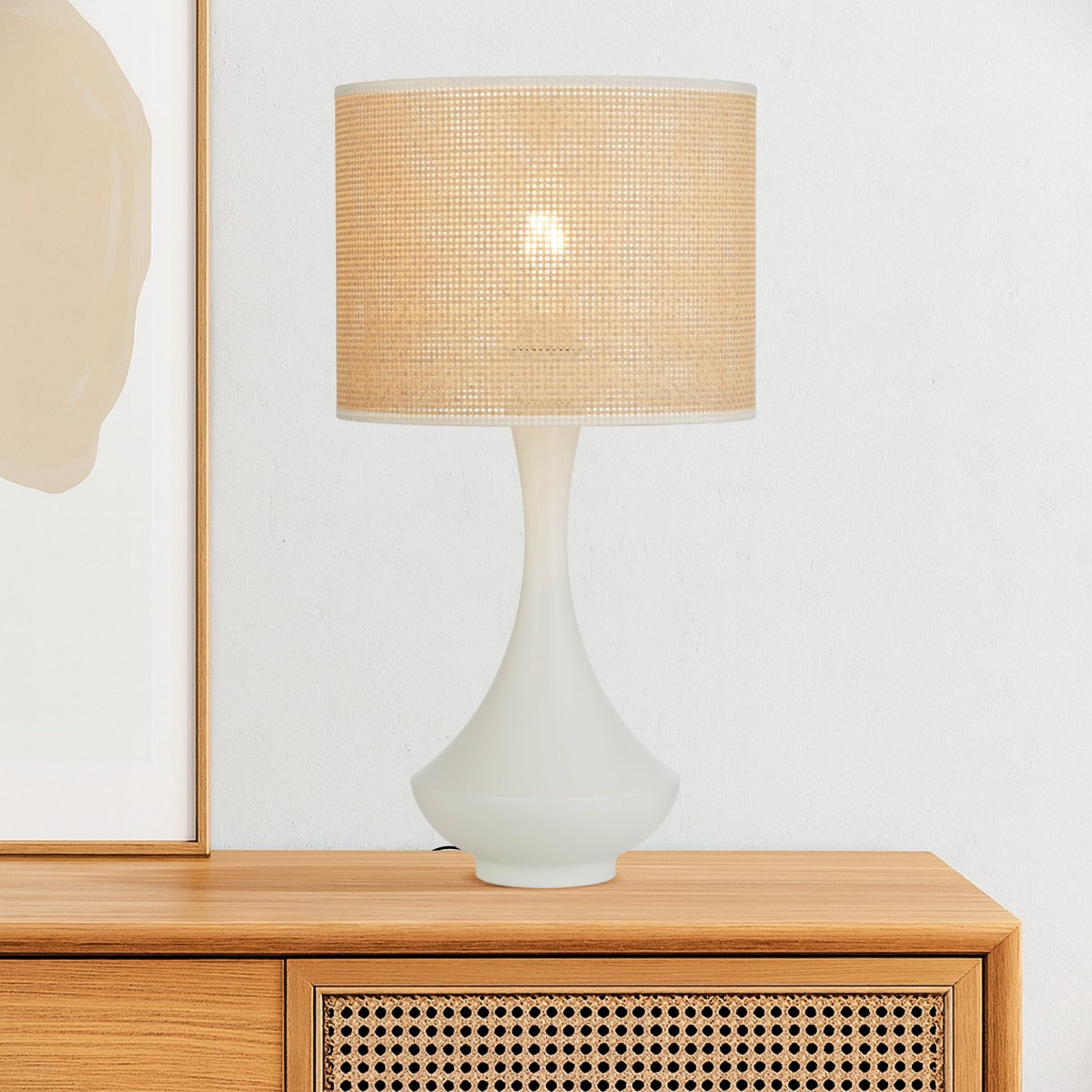 Claris Table Lamp White & Natural - CLARIS TL-WH