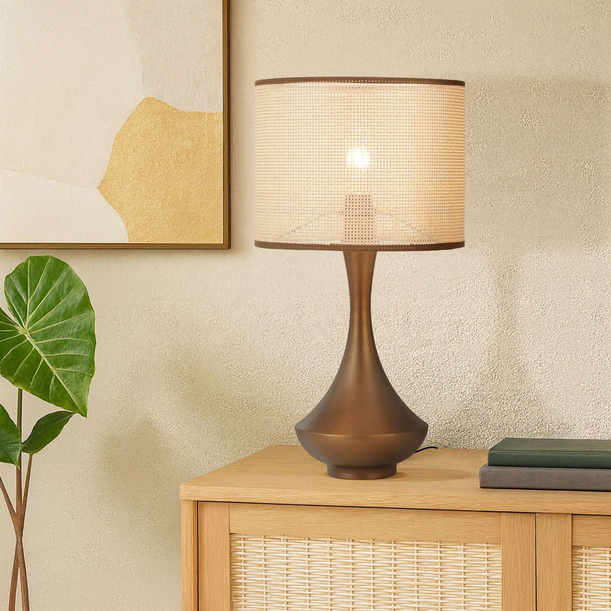 Claris Table Lamp Vintage Brass & Natural - CLARIS TL-VB