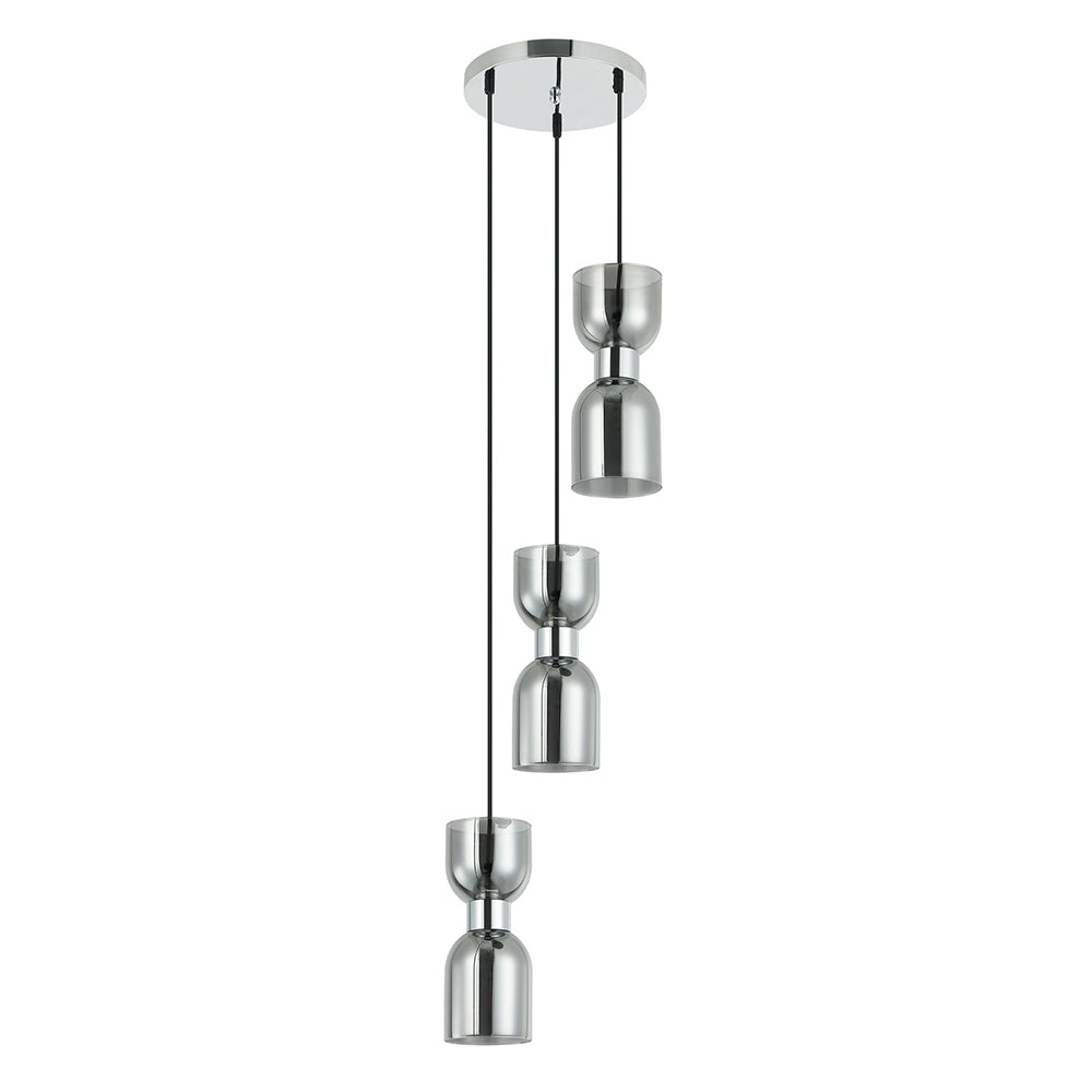 CLESSIDRA Ellipse Cluster Pendant 3 Lights Chrome Smokey - CLESSIDRA1X3R